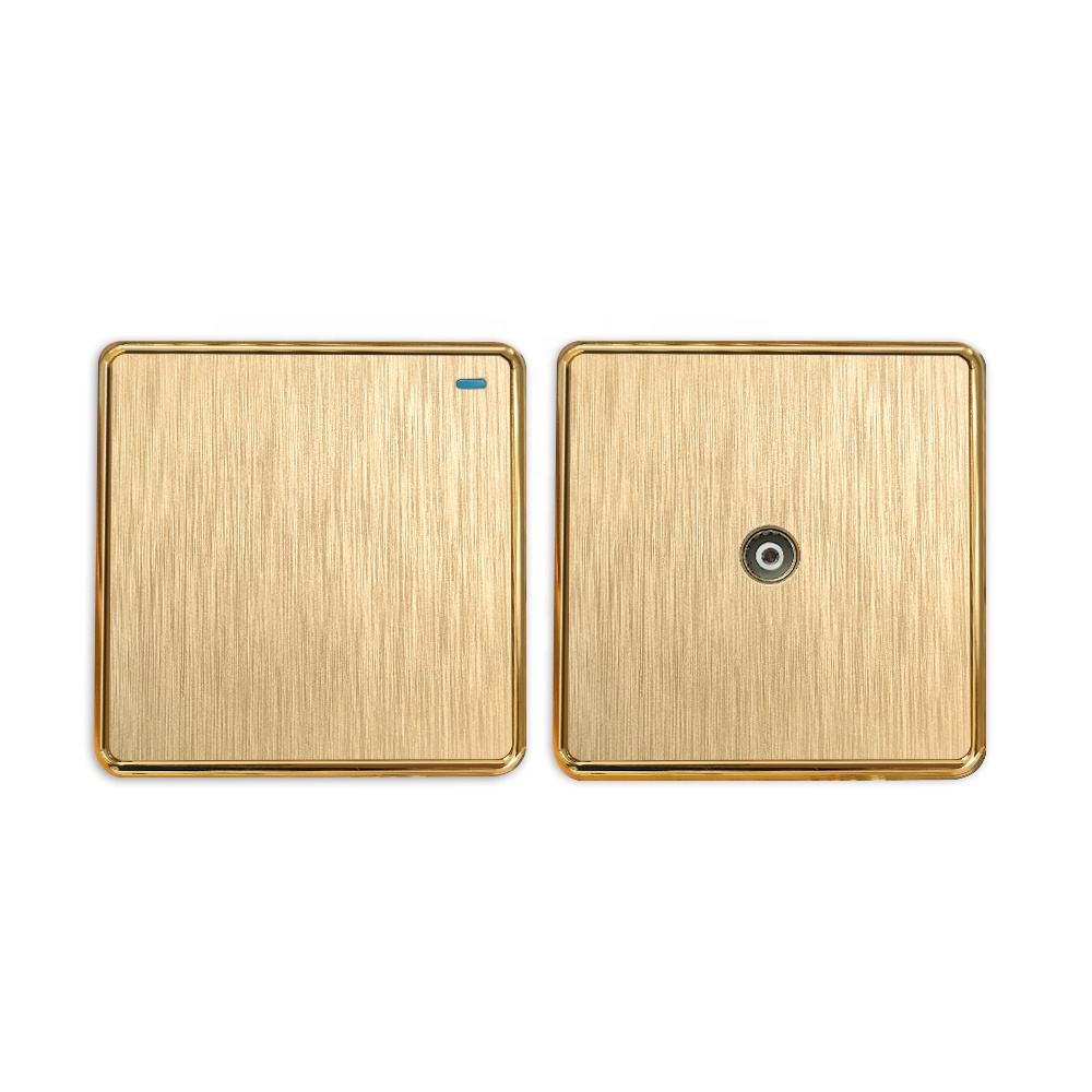 Thin Golden Sensor Grey Satellite TV data wall Socket Electric Supplies Antenna Outlet For Home Hotel electric