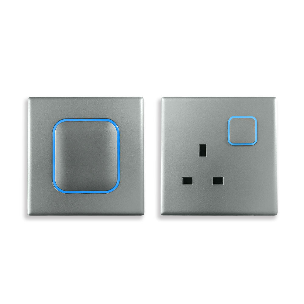 PC electrical AC220V 13A 86 Panel Traditional Gery Wall home neon power Switches socket outlet with switch