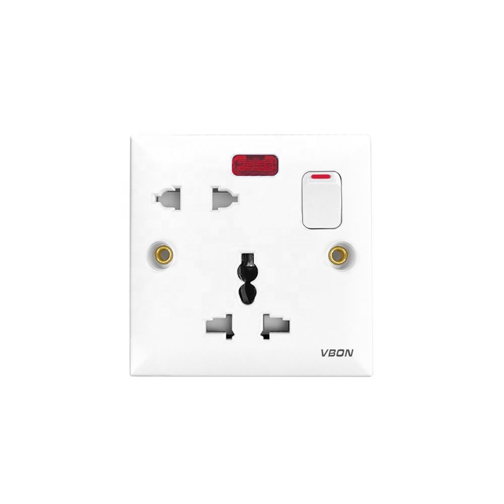 16A 5pin 2 outlets Wall Light Switch Socket Home Application Electric Outlets