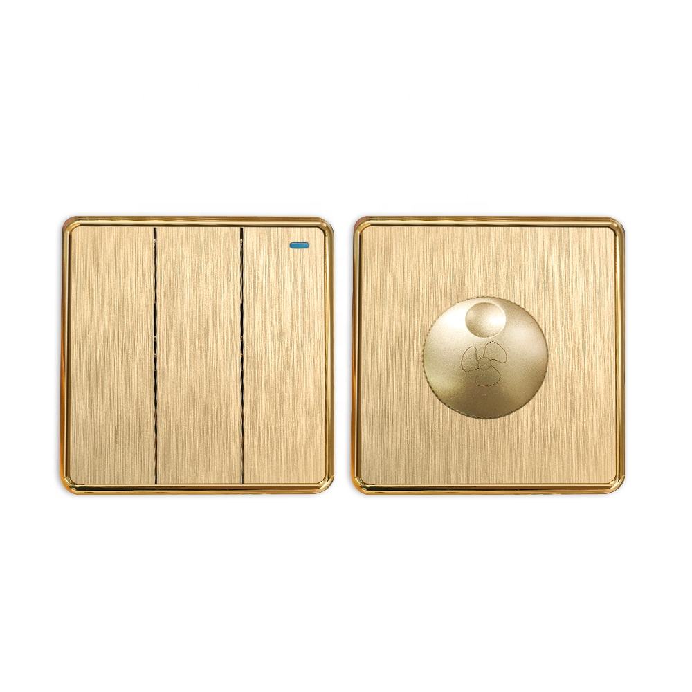 UK Golden Muti Color 3 Gang 1 Way 86 Plate Wall Switches