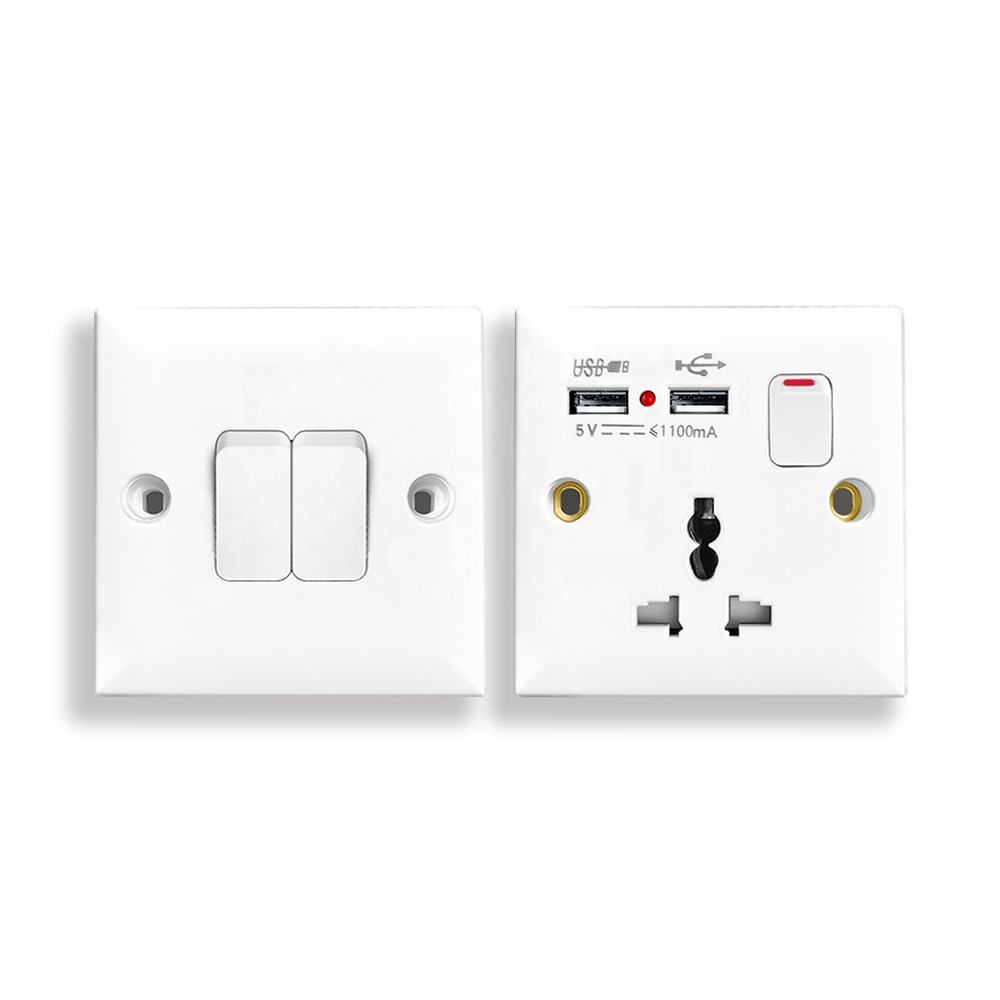 16A 2 USB Wall Light Switch Socket Home Application Electric Outlets