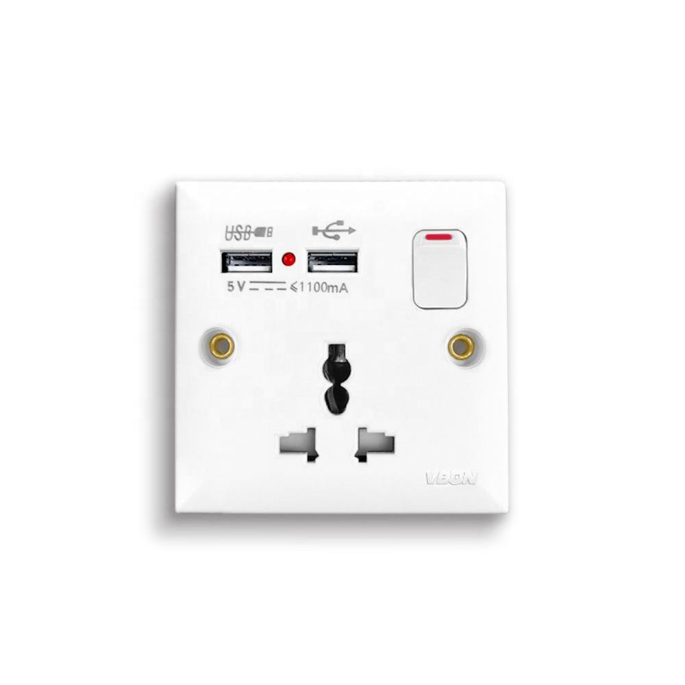 16A 2 USB Wall Light Switch Socket Home Application Electric Outlets