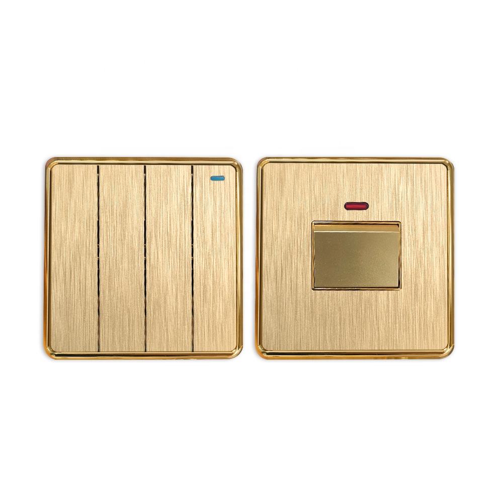 10A 250V  PC Effective Brushed Panel 4 Gang 2 Way Pc Wall Light Switches