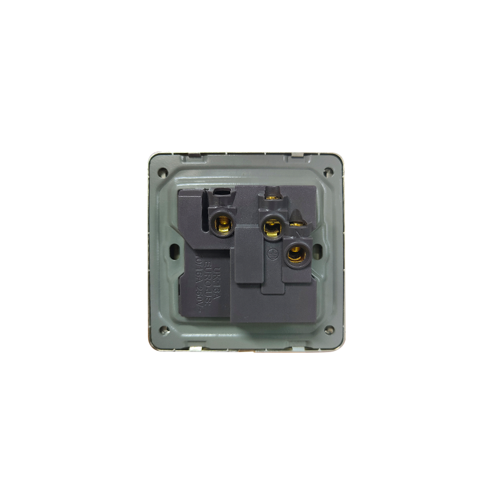 16A 220V 5 Pin PC Golden Brushed Panel Traditional Wall home neon power Switches socket outlet with switch