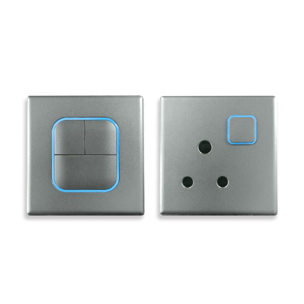 UK PC 15A Sensor 86 Panel Traditional Gery Wall home neon power Switches socket outlet with switch