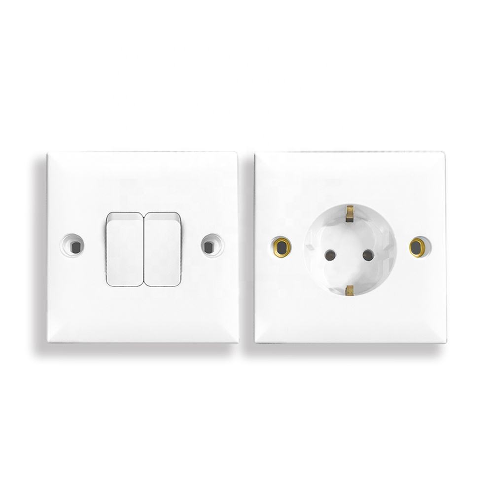 Inwall Flush White 1 Gang EU European Standard Electrical Wall Socket