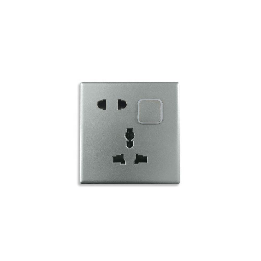 16a 5 Pin PC 86 Panel Traditional Gery Wall home neon power Switches socket outlet with switch