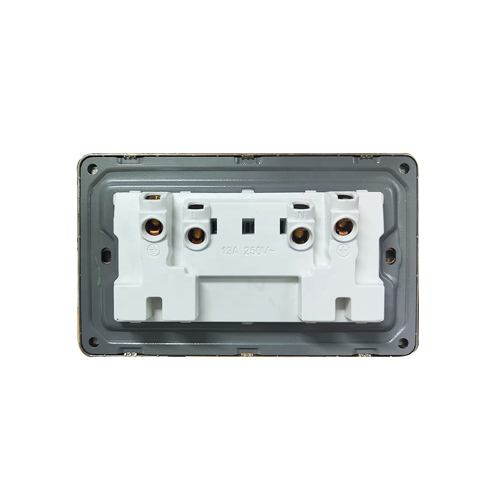 220v 250v 6 Pin PC Brushed Panel Traditional Wall home neon dual power Switches socket outlet