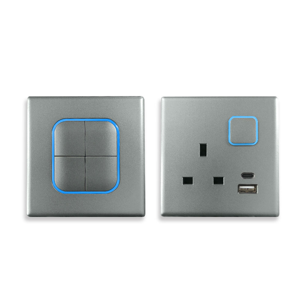 2 Usb Type A C 13a PC 86 Panel Traditional Gery Wall home neon power Switches socket