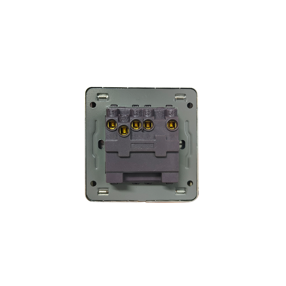 10A 250V PC Effective Brushed Panel 4 Gang 1 Way Pc Wall Light Switches