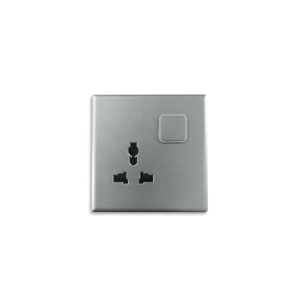 PC 16A 86 Panel Traditional Gery Wall home neon power Switches socket outlet with switch
