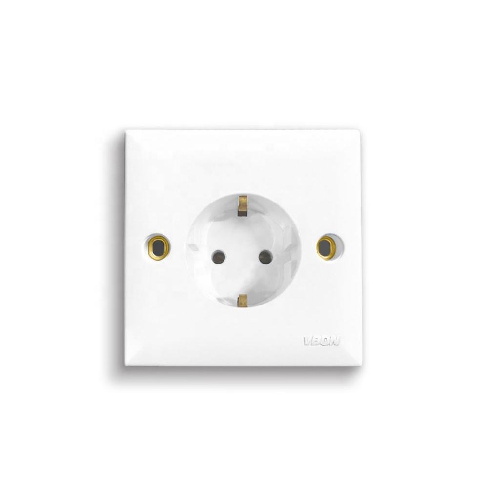 Inwall Flush White 1 Gang EU European Standard Electrical Wall Socket