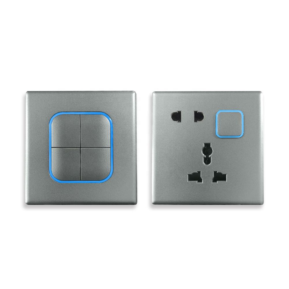 16a 5 Pin PC 86 Panel Traditional Gery Wall home neon power Switches socket outlet with switch